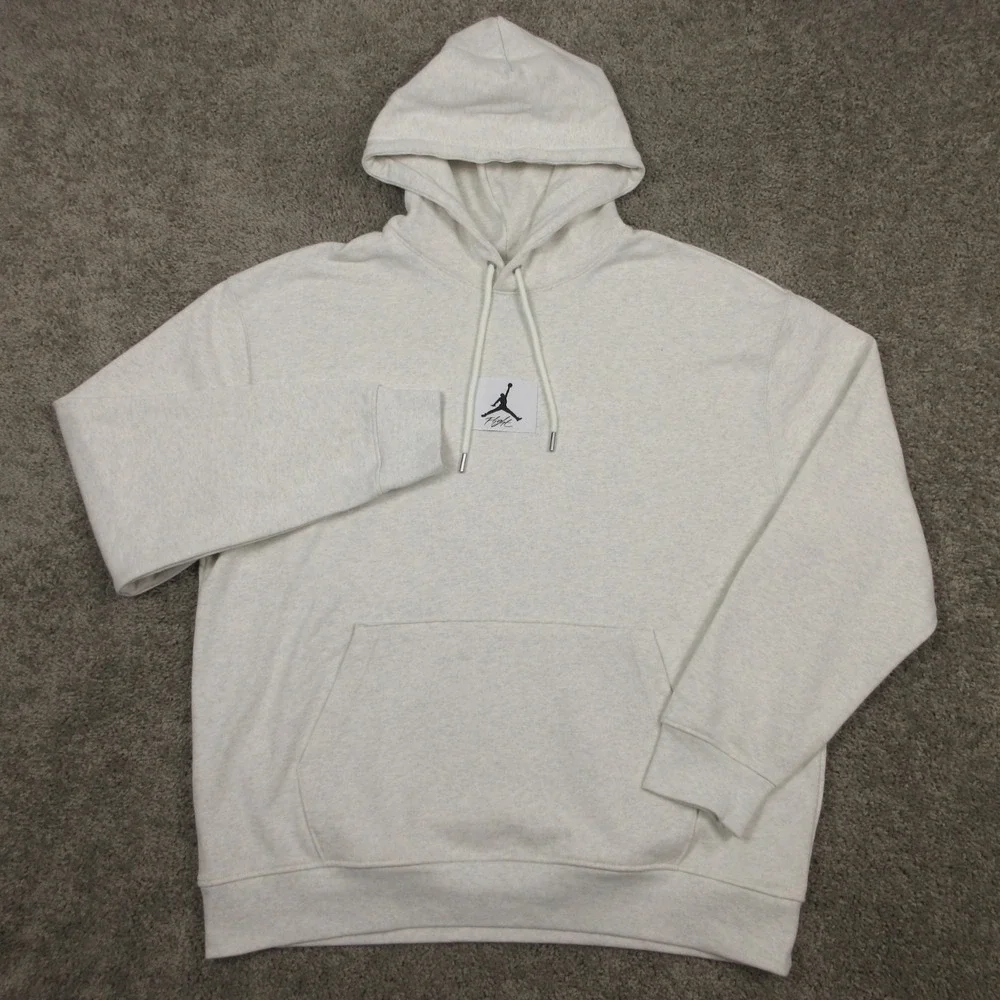Air Jordan Sweater Mens XL Gray Cream Heather Flight Pullover Hoodie Sweatshirt